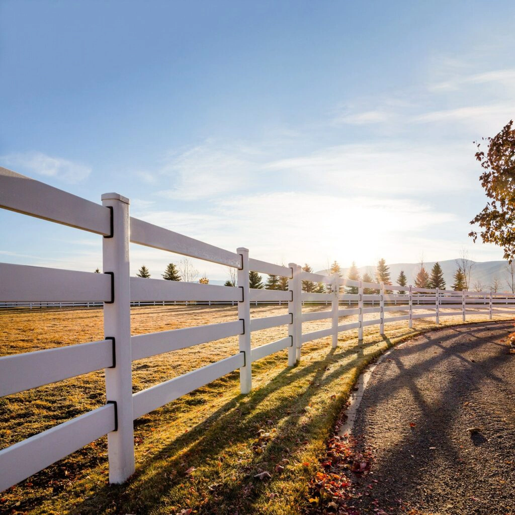 White Picket Fences in a field- Stock and Noble