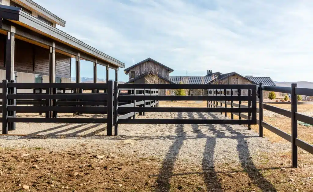 Stock and Noble Premium Steel Post and Rail Fencing, Black, 4 Rail, 12 foot wide gate
