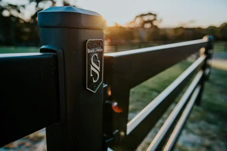 Stock and Noble Premium Steel Post and Rail Fencing, Black, 4 Rail with S&N fence plaque-2