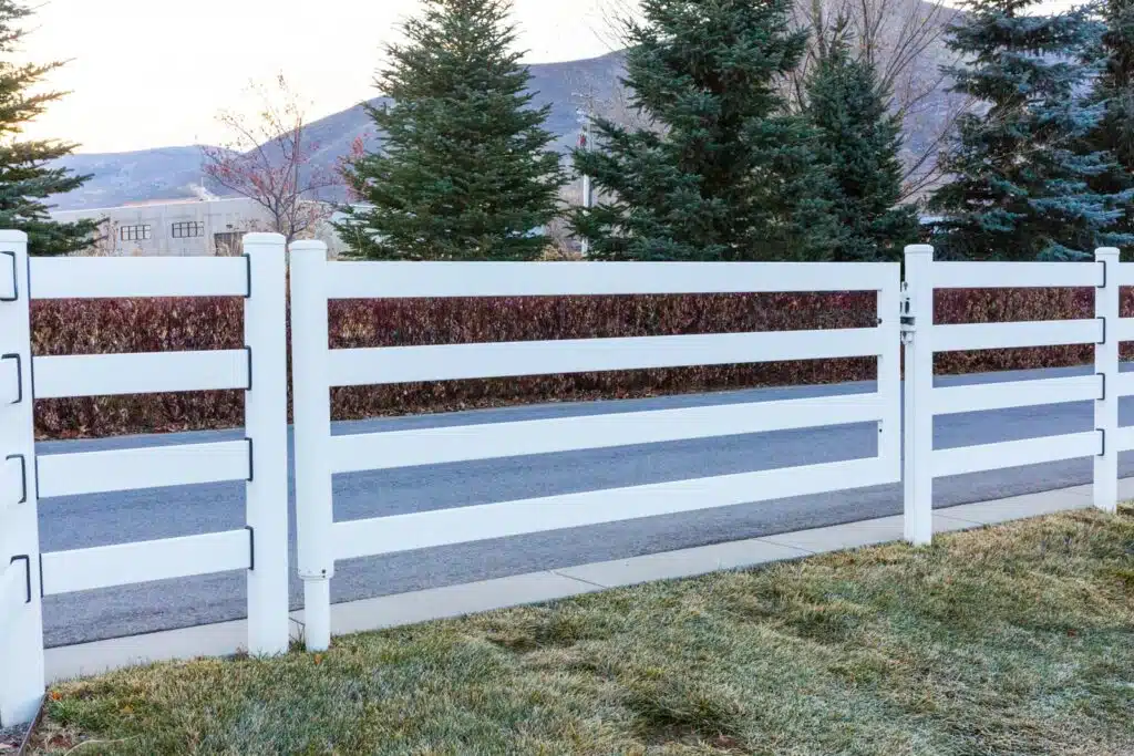 Stock and Noble Premium Steel Post and Rail Fencing, White, 4 Rail, 12 foot wide gate
