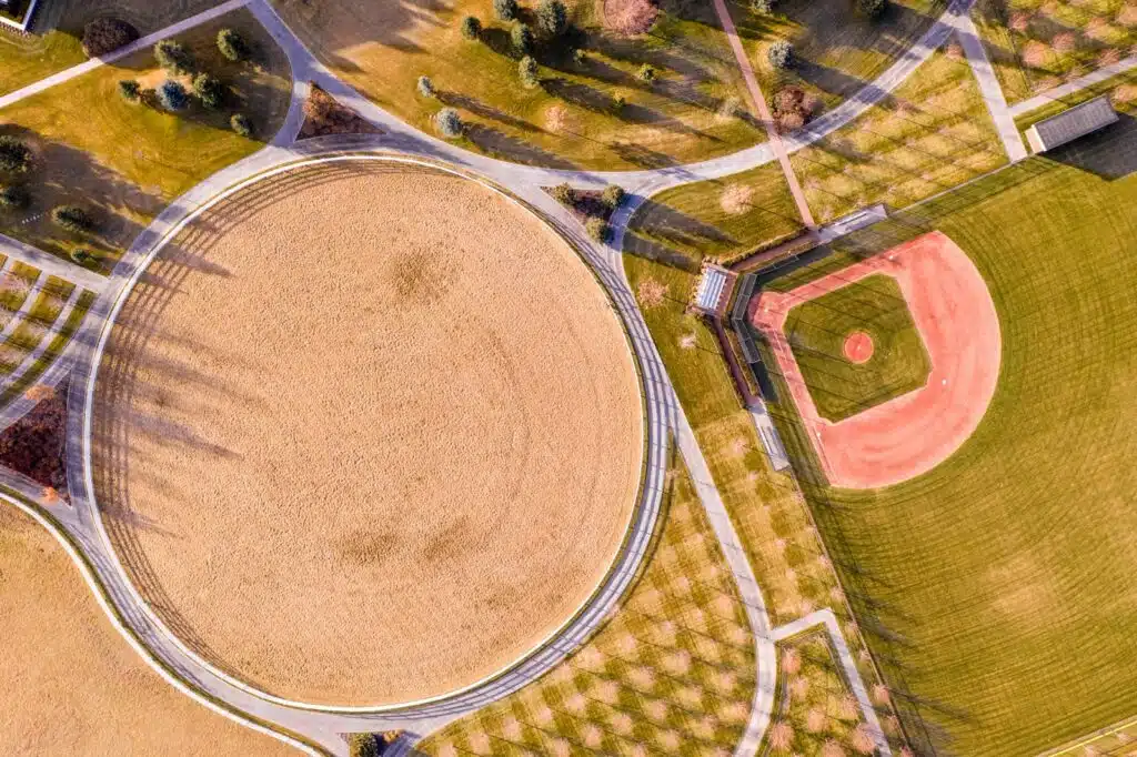 Horse property with Premium Steel Post and Rail Fencing, White, 4 Rail, Wide view-4