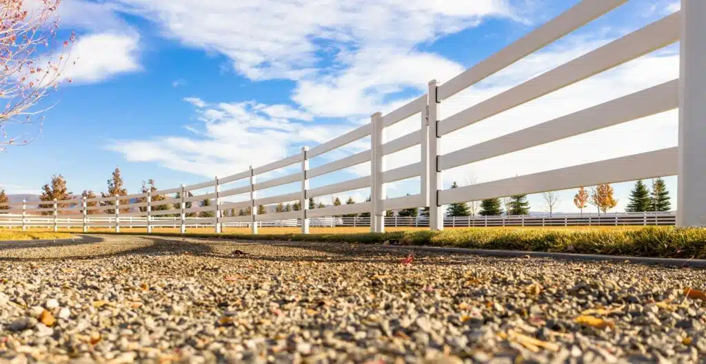 Stock and Noble Premium Steel Post and Rail Fencing, White, 4 Rail with 4 foot wide gate