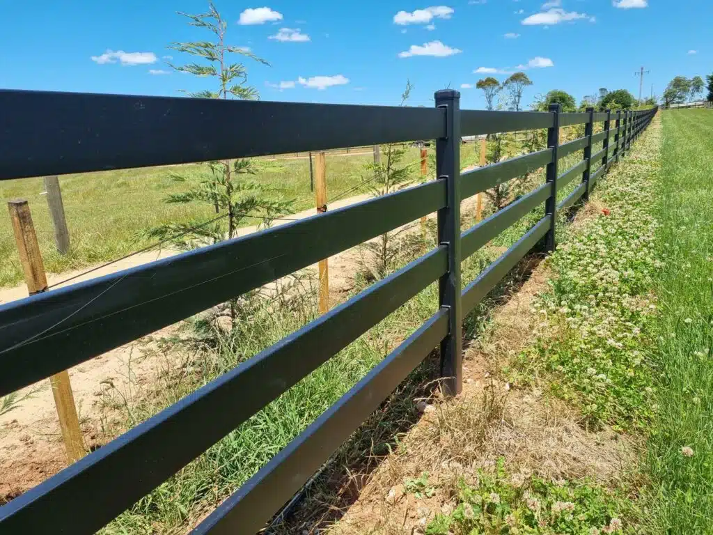 4 rail steel post and rail fencing - premium fencing - steel fence
