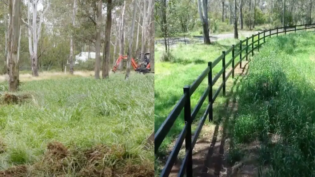 post and rail fence installation - clearing fence line