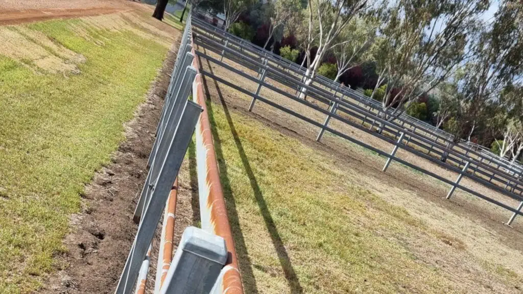 Cattle rail - steel post and rail fencing