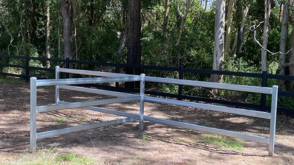 cattle rail steel post and rail fencing