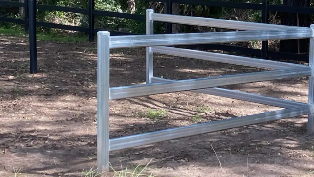 Galvanised steel fence - cattle rail - post and rail fence