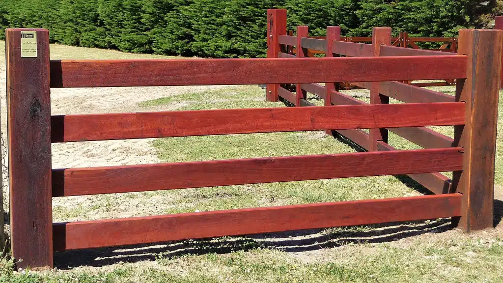 Hardwood post and rail fence - Forest Red-gum