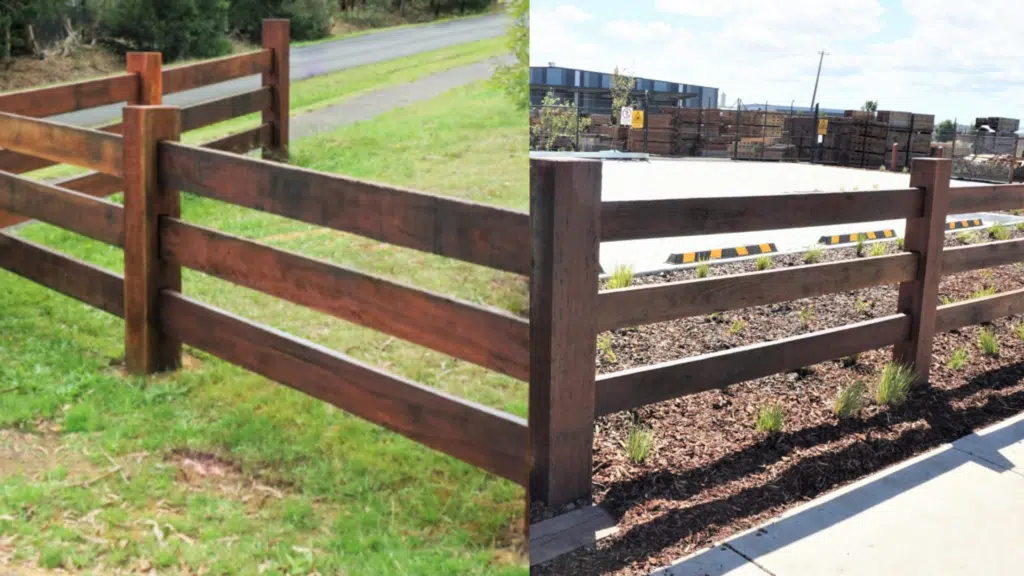 Ironbark and spotted gum - hardwood timber post and rail fence