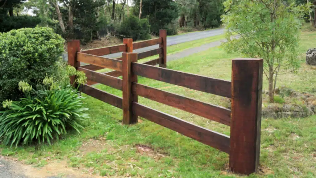 Spotted Gum - Hardwood post and rail fence - timber fence