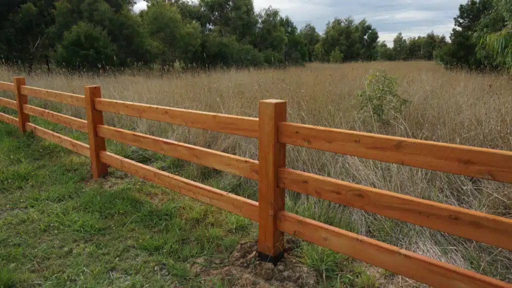 Hardwood post and rail fence - timber fencing