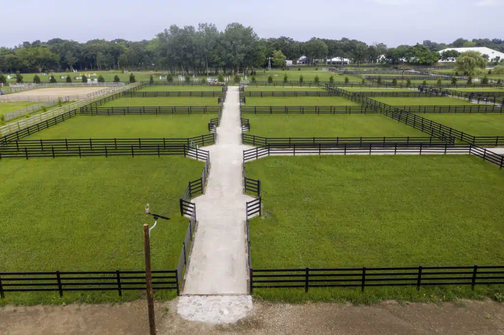 Premium steel post and rail fencing from Stoc and Noble - black fencing - 4 rail