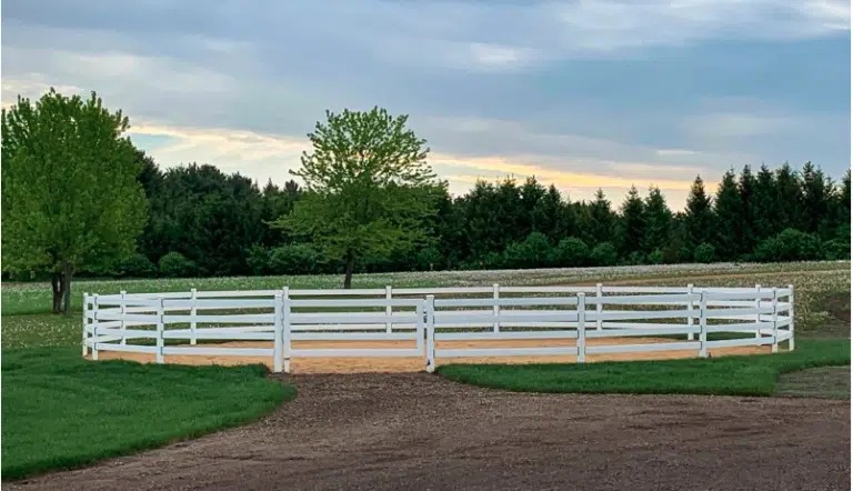 Premium Steel Post and Rail Fence - white gate 8 foot 4 rail