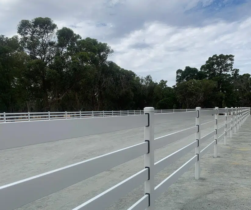 Arena fencing - Premium Steel post and Rail from Stock And Noble - White Fencing