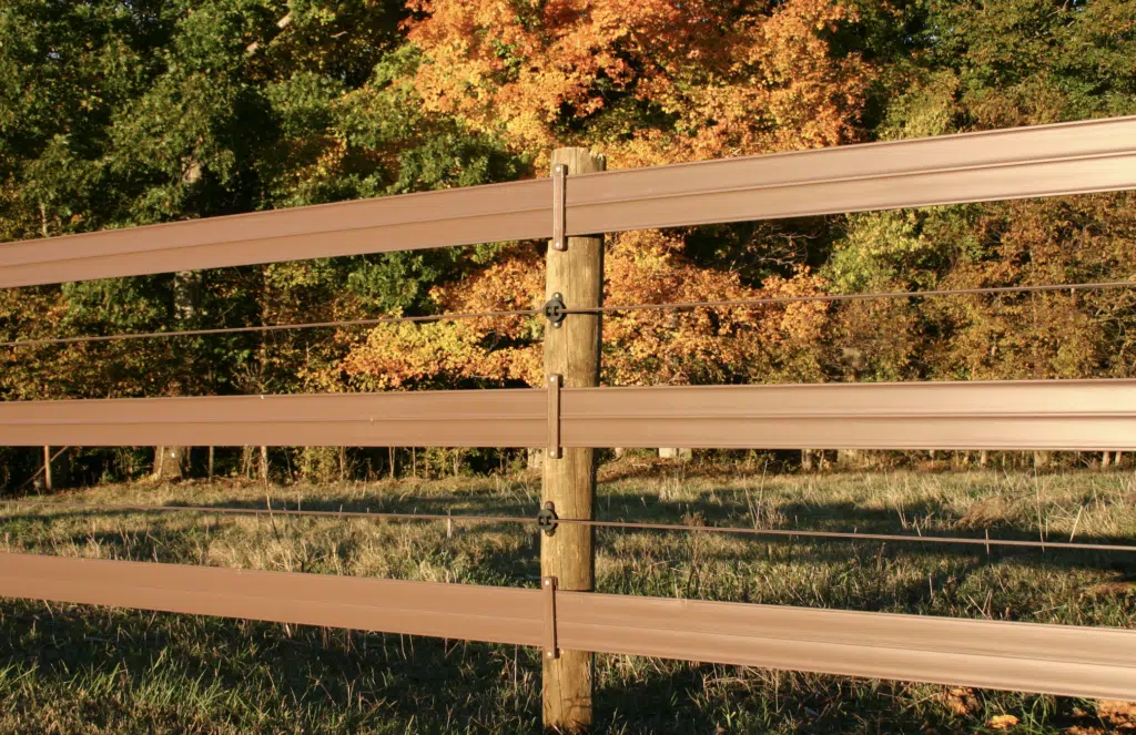 Brown fence - legacy rail - legacy line electric - horse fencing