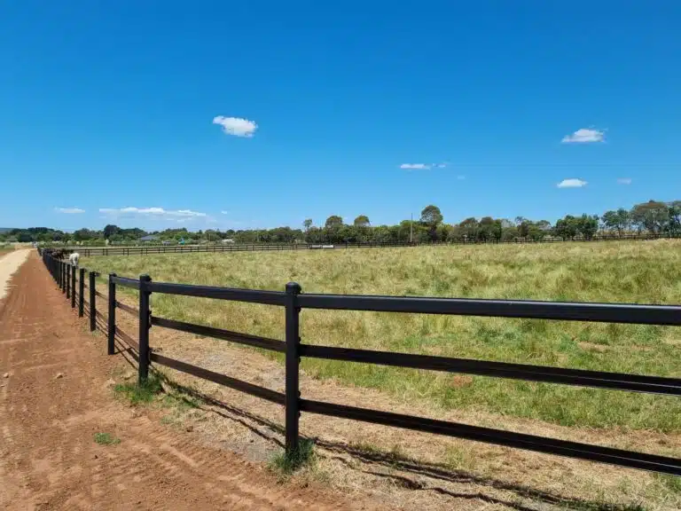 Premium Steel post and Rail Fencing - Horserail- paddock fencing - horse fencing - black fencing - Stock & Noble