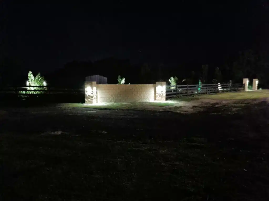 Premium Steel Post and Rail Fencing - Horse Fencing - Black fence - At Night