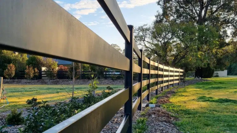 Premium steel post and rail fencing - Stock and Noble - Black fence