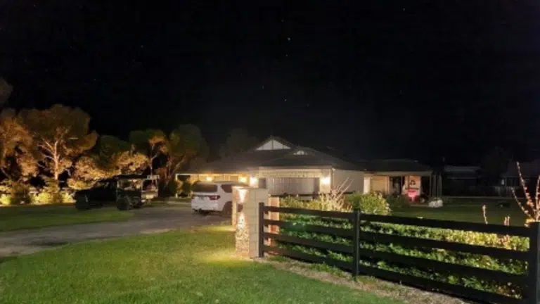 Brick entrance - fence install- premium steel post and rail